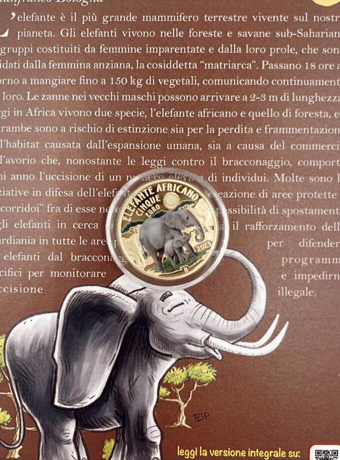 Proof 5€ Itália 2023 – Elefante Africano